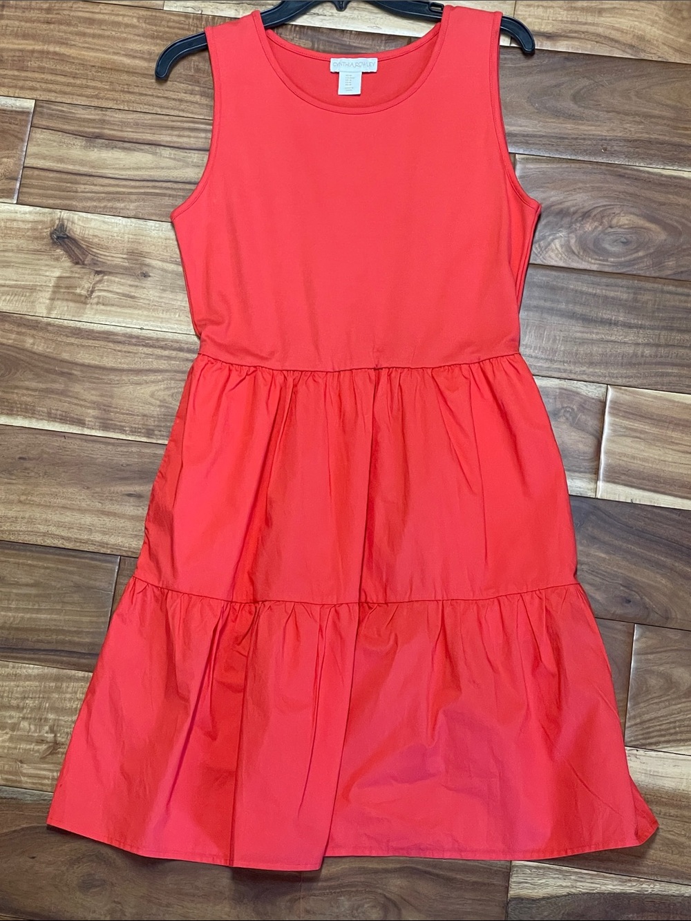 Cynthia Rowley Coral Sleeveless Tiered Cotton Dress